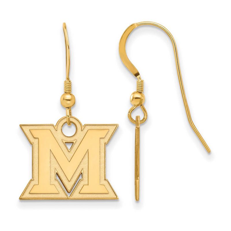 14k Gold Plated Silver Miami University Small Dangle Earrings